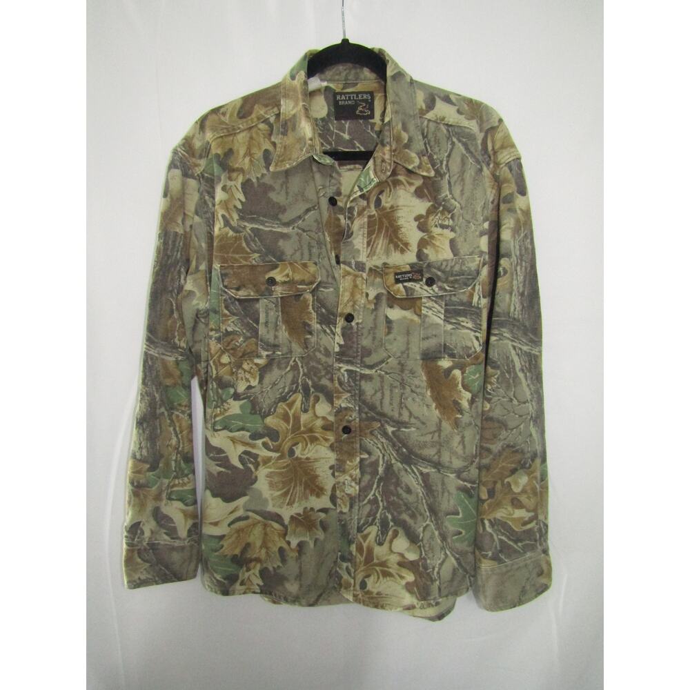 Rattlers Brand Men's Large Camo Button-Down Shirt Hunting USA Cotton
